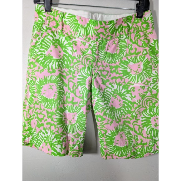 Lilly Pulitzer Chipper Short Size 0 Sunnyside Lion Green Vacation Preppy Chino - Picture 5 of 5